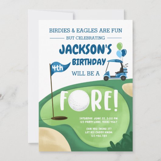 Invitation FORE Golf Boy Quatrième anniversaire Parc Tee Golf (Devant)