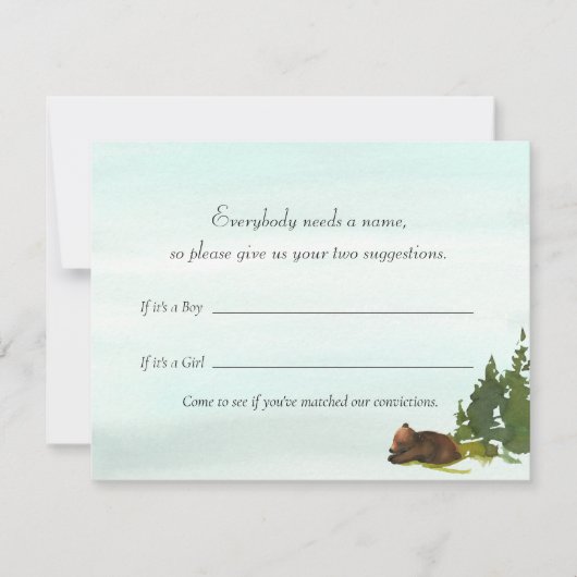 Invitation Forest Adventure Baby Name Suggestions Bear Game (Devant)