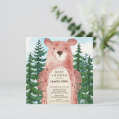 Invitation Forest Adventure Bear Boys Baby shower (Debout devant)