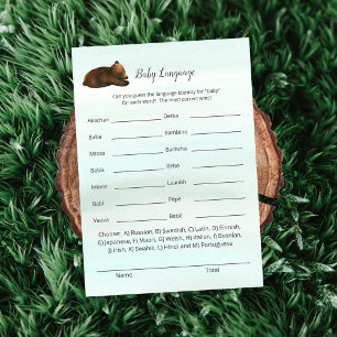 Invitation Forest Adventure Bears Baby Language Game Card