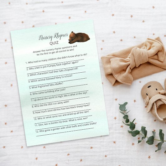 Invitation Forest Adventure Bears Nursery Rhymes Game Card