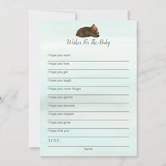 Invitation Forest Adventure Bears Wives For Baby Card (Devant)