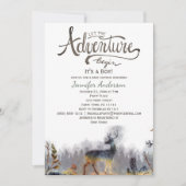 Invitation Forest Adventure Boy Watercolor Deer Baby shower (Devant)
