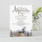Invitation Forest Adventure Boy Watercolor Deer Baby shower (Debout devant)