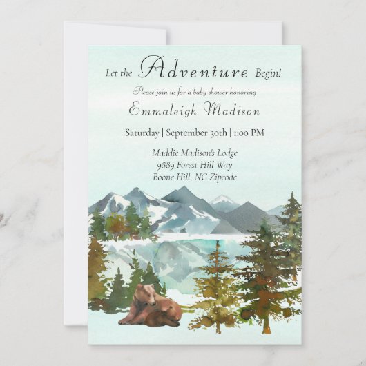 Invitation Forest Adventure Ours Rustiques Baby Shower (Devant)