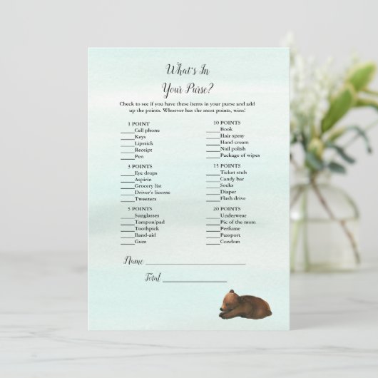 Invitation Forest Adventure What's In Your Purse Bears Jeu (Debout devant)