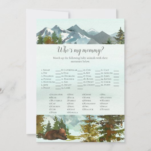 Invitation Forest Adventure Who's My Maman Bears Game (Devant)