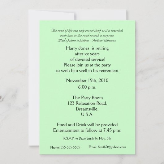 Invitation Forest Bridge - Votre Retraite Attend! (Dos)