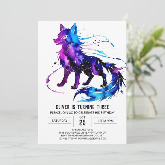 Invitation Forest Custom Wolf Digital Boy Anniversaire (Debout devant)