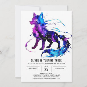 Invitation Forest Custom Wolf Digital Boy Anniversaire