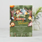 Invitation Forest Friends Safari Animaux Baby shower (Debout devant)