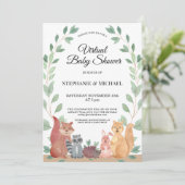 Invitation Forest Friends Woodland Baby shower virtuel (Debout devant)