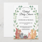 Invitation Forest Friends Woodland Baby shower virtuel (Devant / Derrière)