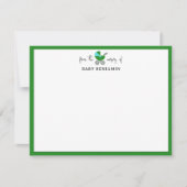 Invitation Forest Green Baby Carriage Nursery Note Card (Devant)