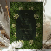 Invitation Forest Green et Antique Gold Mariage baroque