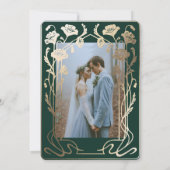 Invitation Forest Green & Gold Art Nouveau Mariage photo (Dos)