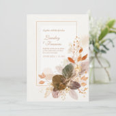 Invitation Forest Green Gold Line Autumnal Leaf Wedding (Debout devant)