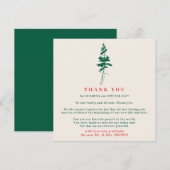 Invitation Forest Green & Red | Christmas Wedding Thank You (Devant / Derrière)
