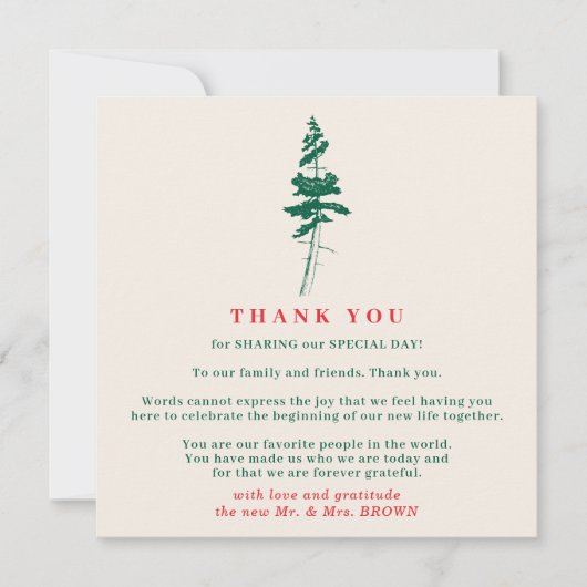 Invitation Forest Green & Red | Christmas Wedding Thank You (Devant)