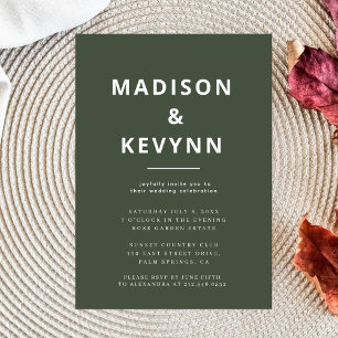 Invitation Forest Green Scandi Mariage moderne minimaliste