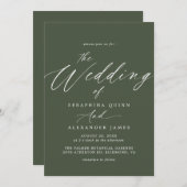 Invitation Forest Green | Script moderne Mariage simple (Devant / Derrière)