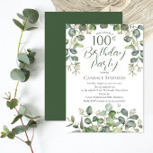 Invitation Forest Green Seed Eucalyptus 100e fête d'anniversa