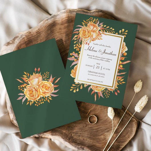 Invitation Forest Green Terracotta Rustique mariage élégant