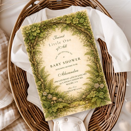 Invitation Forest Greenery Storybook Baby Shower