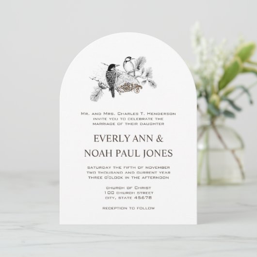 Invitation Forest Grove Rustic Pic Inséparables Mariage (Debout devant)