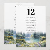 Invitation Forest Lakeside Floral Table Number Seating Chart (Devant / Derrière)