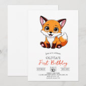 Invitation Forest Magic Digital Fox 1er anniversaire (Devant / Derrière)