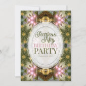Invitation Forest Magic Green Gold Pink Fractal Lace (Devant)