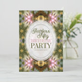 Invitation Forest Magic Green Gold Pink Fractal Lace (Debout devant)