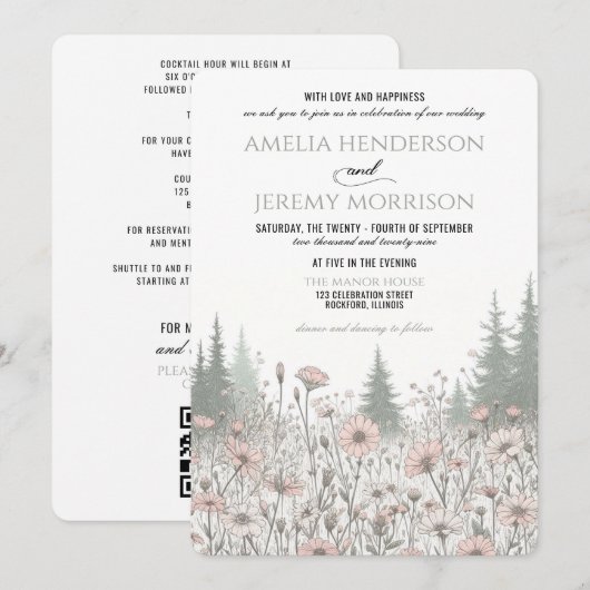 Invitation Forest Meadow Wedding (Devant / Derrière)