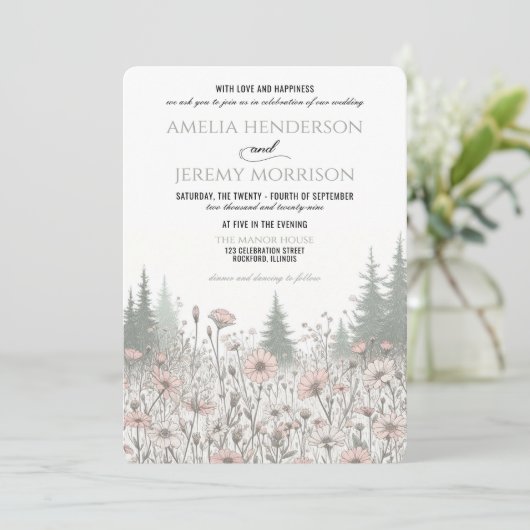 Invitation Forest Meadow Wedding (Debout devant)