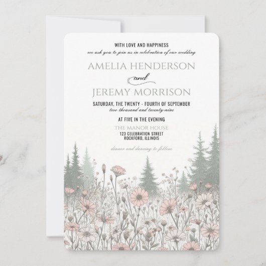 Invitation Forest Meadow Wedding (Devant)