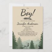 Invitation Forest Mountain Pine Country Boy Baby shower (Devant)