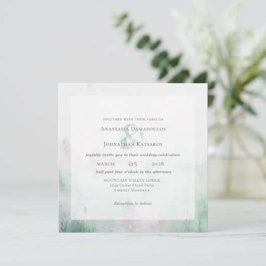 Invitation Forest Pine Tree Rustic Watercolor  (Debout devant)