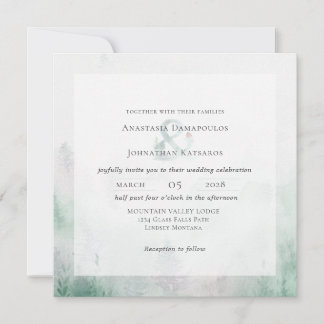 Invitation Forest Pine Tree Rustic Watercolor