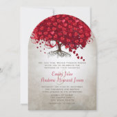 Invitation Forest Red Heart Leaf Tree Wedding Invite (Devant)