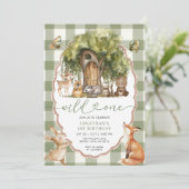 Invitation Forest Wild One First Birthday Woodland Animals (Debout devant)
