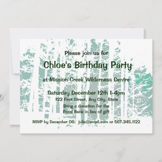 Invitation Forest Wilderness Outdoor Park Anniversaire (Devant)
