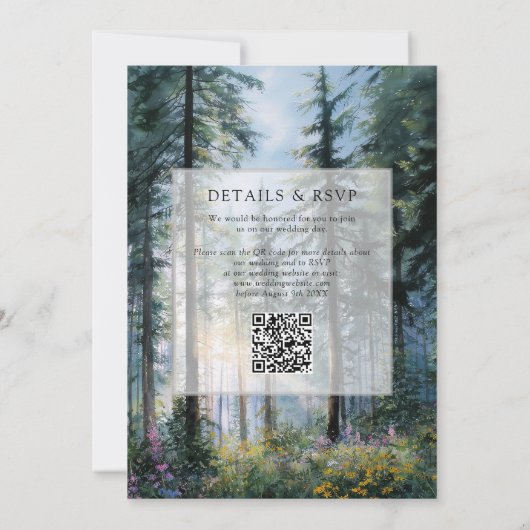 Invitation Forest Wildflowers Floral QR Code Wedding (Dos)