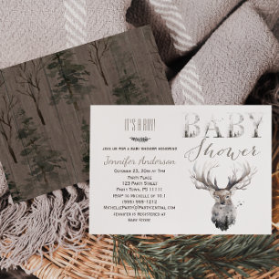 Invitation Forest Woodland Animals Deer Boy Baby Shower