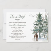 Invitation Forest Woodland Country Deer Boy Baby shower (Devant)