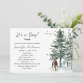 Invitation Forest Woodland Country Deer Boy Baby shower (Debout devant)