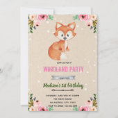 Invitation forestier de renard de fleurs (Devant)
