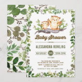 Invitation forestier du Baby shower Owl Woodland G (Devant / Derrière)