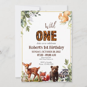 Invitation Forêt 1er sauvage Une forêt Animaux Anniversaire