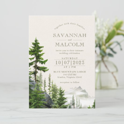 Invitation Forêt à feuillage persistant | Rustic Mountain Mar (Debout devant)